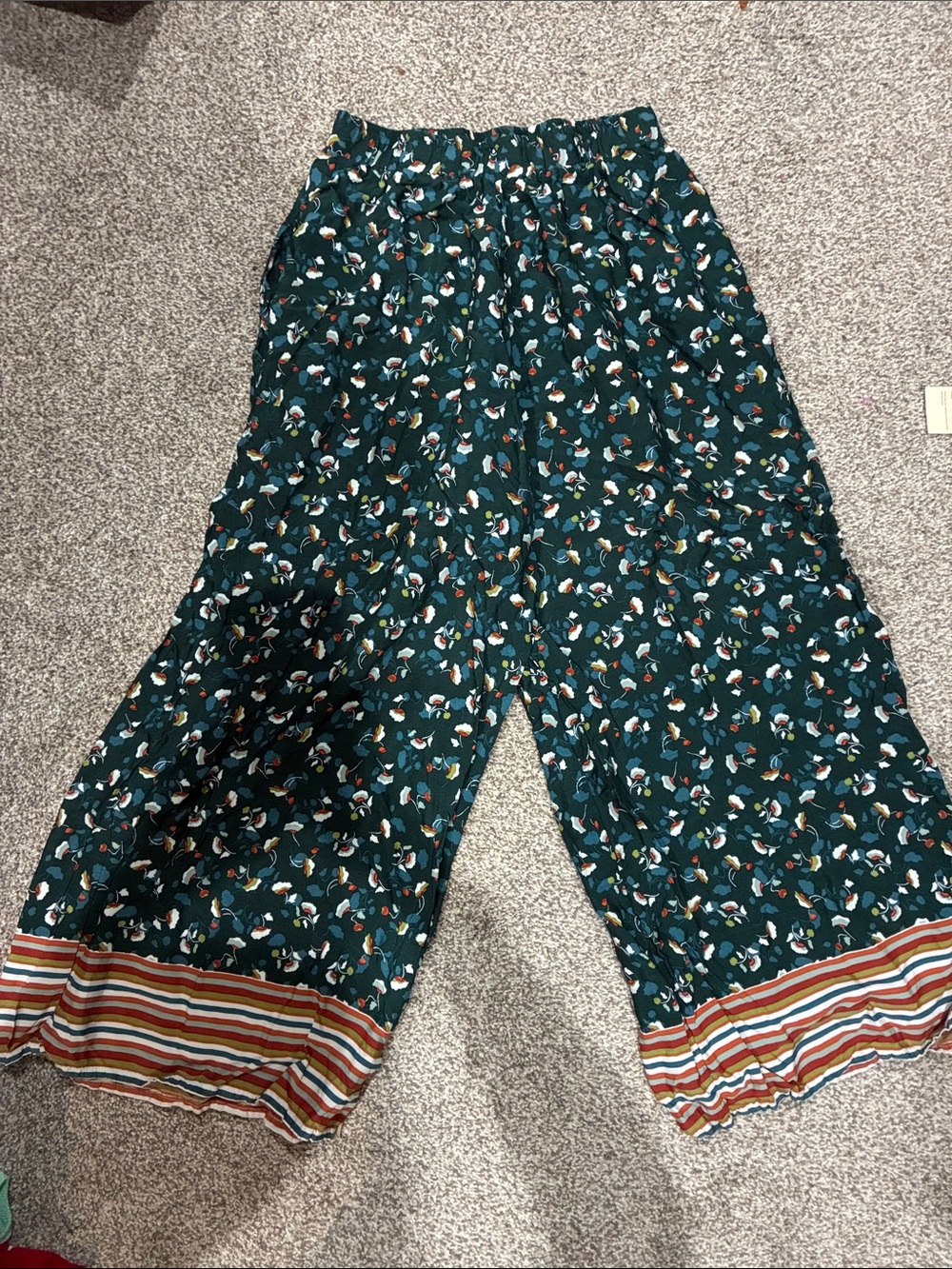 Wide-Leg Floral Print Women’s Pants - Teal
